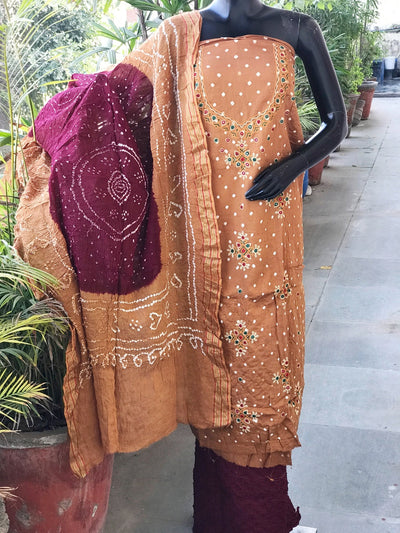 Bandhani Cotton Suit with Kutch Work