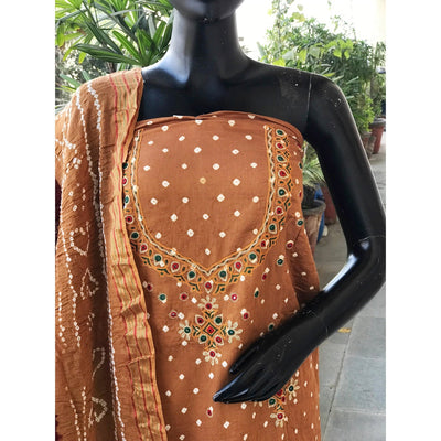Bandhani Cotton Suit with Kutch Work