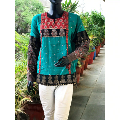 Handmade Ajrakh and Bandhani/Batik Kurti for Women