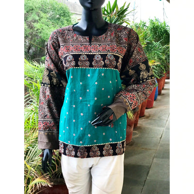 Handmade Ajrakh and Bandhani/Batik Kurti for Women