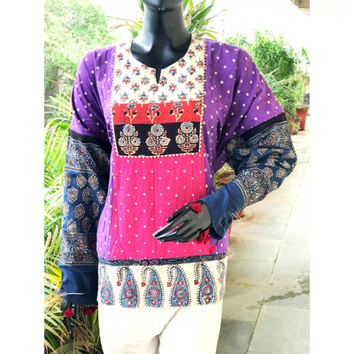 Handmade Ajrakh and Bandhani/Batik Kurti for Women