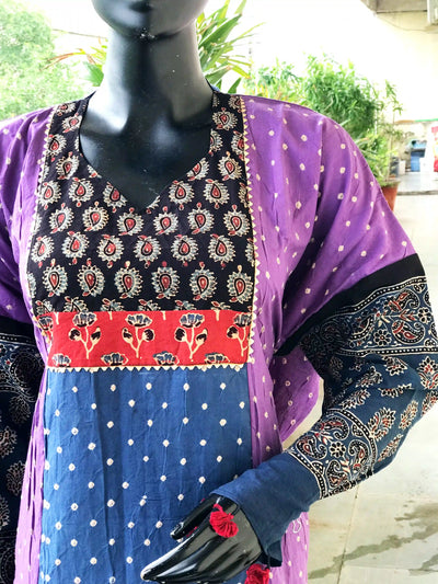Handmade Ajrakh and Bandhani/Batik Kurti for Women