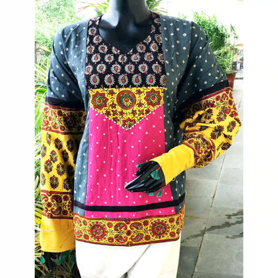 Handmade Ajrakh and Bandhani/Batik Kurti for Women