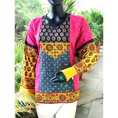 Handmade Ajrakh and Bandhani/Batik Kurti for Women