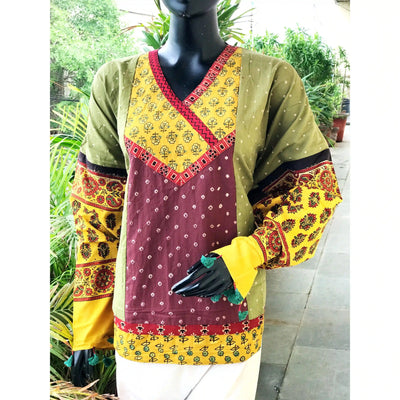 Handmade Ajrakh and Bandhani/Batik Kurti for Women