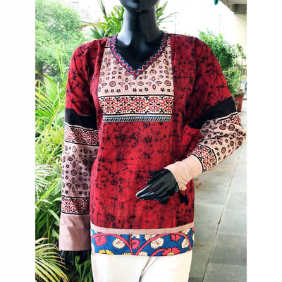Handmade Ajrakh and Bandhani/Batik Kurti for Women