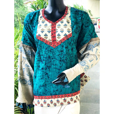 Handmade Ajrakh and Bandhani/Batik Kurti for Women