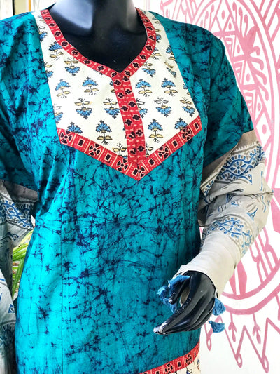 Handmade Ajrakh and Bandhani/Batik Kurti for Women