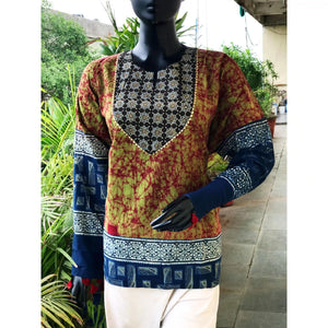Handmade Ajrakh and Bandhani/Batik Kurti for Women