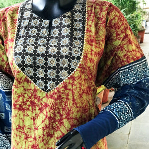 Handmade Ajrakh and Bandhani/Batik Kurti for Women