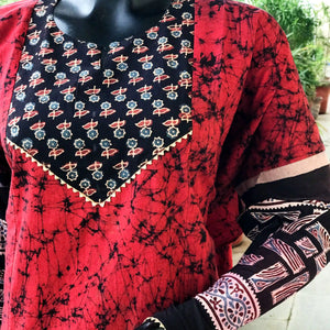 Handmade Ajrakh and Bandhani/Batik Kurti for Women