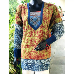 Handmade Ajrakh and Bandhani/Batik Kurti for Women