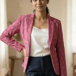 Pink Handloom Ikat Cotton Blazer