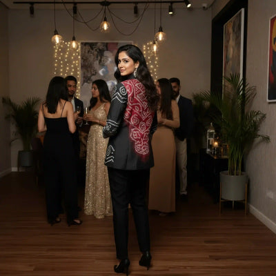 *PRE ORDER* Black Bandhani Dola Silk Blazer