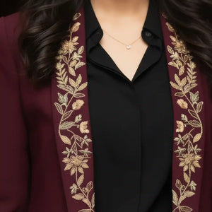 Maroon Modal Silk Zardosi Work Blazer