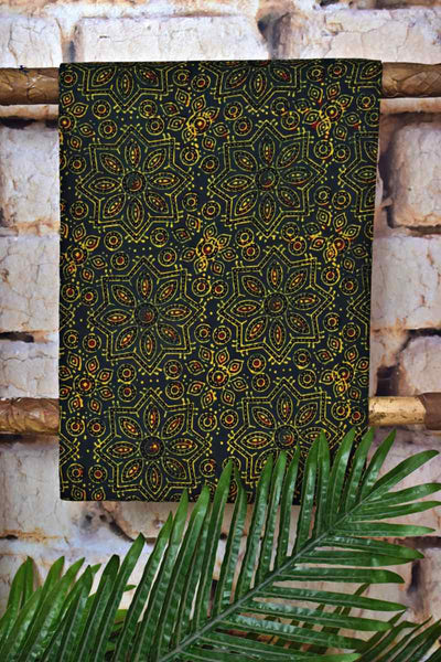 Green Ajrakh Triple Block Print Cotton Suit - SSEthnics