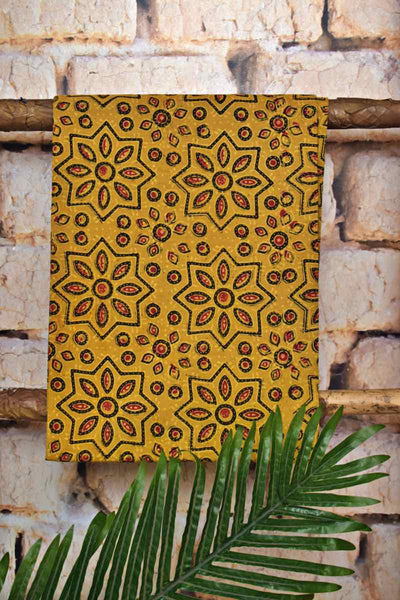 Yellow Ajrakh Triple Block Print Cotton Suit - SSEthnics
