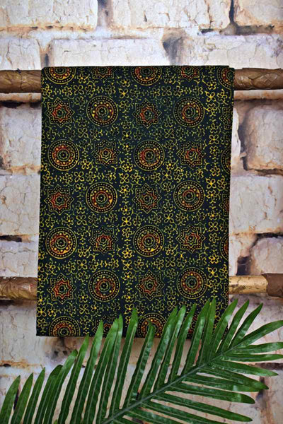 Green Ajrakh Triple Block Print Cotton Suit - SSEthnics