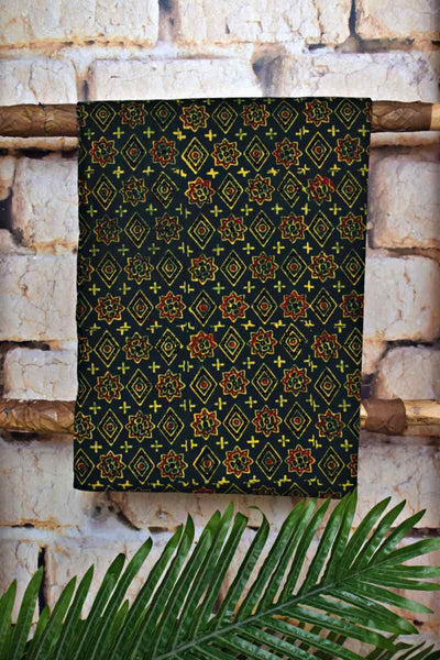 Green Ajrakh Triple Block Print Cotton Suit - SSEthnics