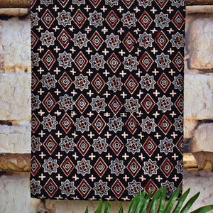 Black Ajrakh Triple Block Print Cotton Suit - SSEthnics