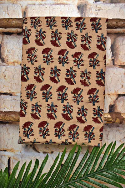 Cream Ajrakh Triple Block Print Cotton Suit - SSEthnics