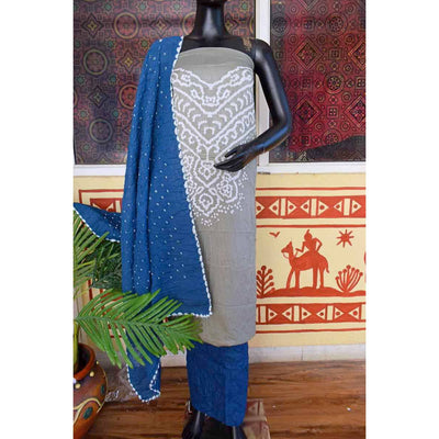 Buy Dharmik Ramdev Creation Women's Pure hevy Cotton gold jequard weaving  with hand bandhej Bandhani Dress Material. (Brown) at Amazon.in