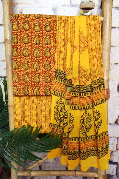 Bagh Cotton Suit with Cotton Dupatta - SSEthnics