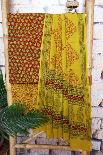 Bagh Cotton Suit with Cotton Dupatta - SSEthnics