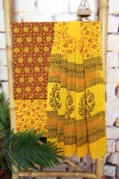 Bagh Cotton Suit with Cotton Dupatta - SSEthnics
