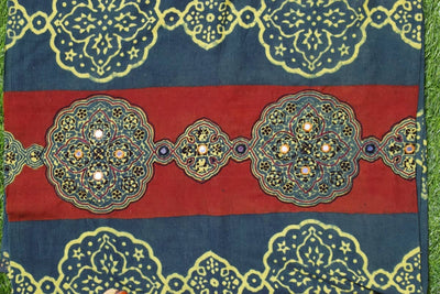 Green Ajrakh Blouse with Embroidery- SSEthnics