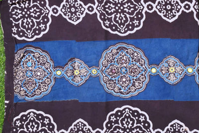 Black Ajrakh Blouse with Embroidery- SSEthnics