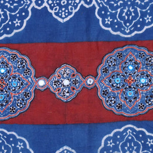 Indigo Ajrakh Blouse with Embroidery- SSEthnics