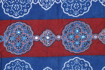 Indigo Ajrakh Blouse with Embroidery- SSEthnics