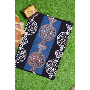 Black Ajrakh Blouse with Embroidery- SSEthnics