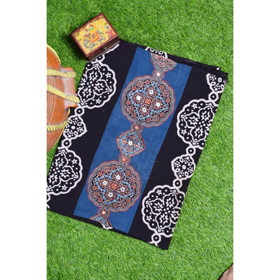 Black Ajrakh Blouse with Embroidery- SSEthnics
