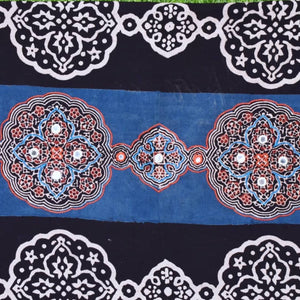 Black Ajrakh Blouse with Embroidery- SSEthnics