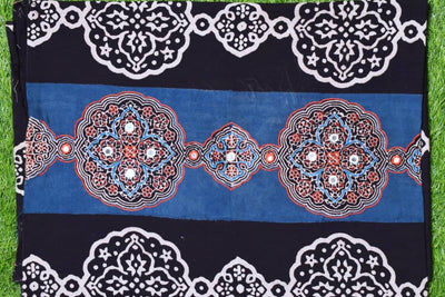 Black Ajrakh Blouse with Embroidery- SSEthnics
