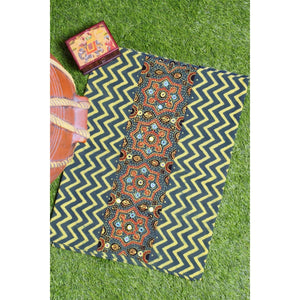 Green Ajrakh Blouse with Embroidery- SSEthnics