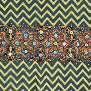 Green Ajrakh Blouse with Embroidery- SSEthnics