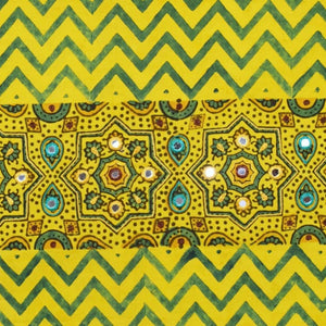 Yellow Ajrakh Blouse with Embroidery- SSEthnics