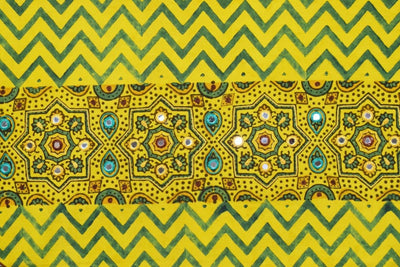 Yellow Ajrakh Blouse with Embroidery- SSEthnics