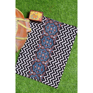 Black Ajrakh Blouse with Embroidery- SSEthnics