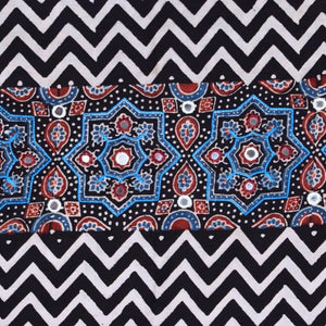 Black Ajrakh Blouse with Embroidery- SSEthnics