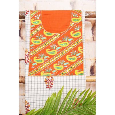 Cotton Hand Embroidered Kurti Fabric - SSEthnics