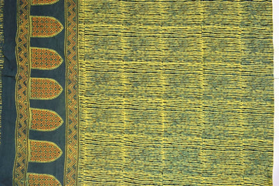 Green Ajrakh Block Print Designer Kurti Fabric