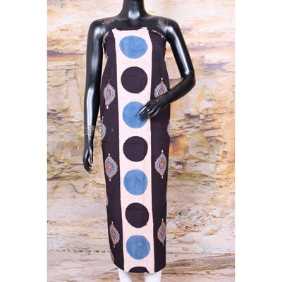Black Ajrakh Block Print Designer Kurti Fabric