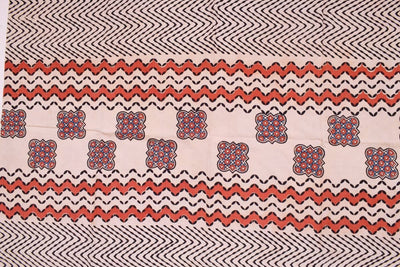 Cream Ajrakh Block Print Designer Kurti Fabric