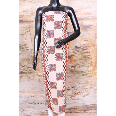 Cream Ajrakh Block Print Designer Kurti Fabric