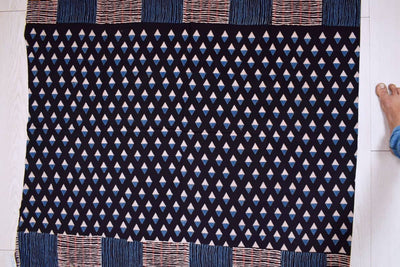 Black Ajrakh Block Print Designer Kurti Fabric