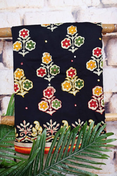 Black Batik Cotton Suit with Chiffon Dupatta